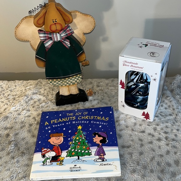 Handblown Polish Xmas Tree Ornament, Peanuts Joy of Christmas & Handmade Reindee - Picture 1 of 8